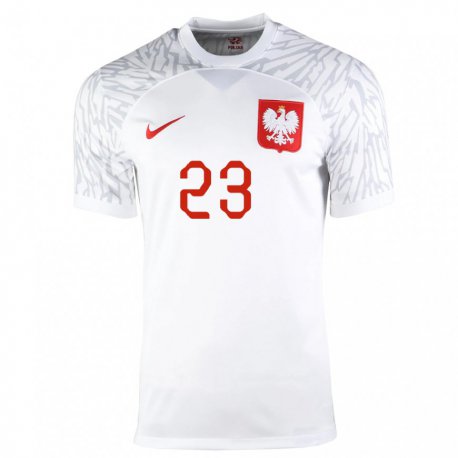 Kandiny Lapset Puolan Krzysztof Piatek #23 Valkoinen Kotipaita 22-24 Lyhythihainen Paita T-paita