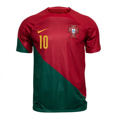Kandiny Lapset Portugalin Bernardo Silva #10 Puna-vihreä Kotipaita 22-24 Lyhythihainen Paita T-paita