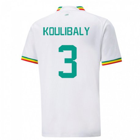 Kandiny Lapset Senegalin Kalidou Koulibaly #3 Valkoinen Kotipaita 22-24 Lyhythihainen Paita T-paita