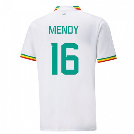Kandiny Lapset Senegalin Edouard Mendy #16 Valkoinen Kotipaita 22-24 Lyhythihainen Paita T-paita