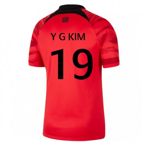 Kandiny Lapset Etelä-korean Young-gwon Kim #19 Punamusta Kotipaita 22-24 Lyhythihainen Paita T-paita