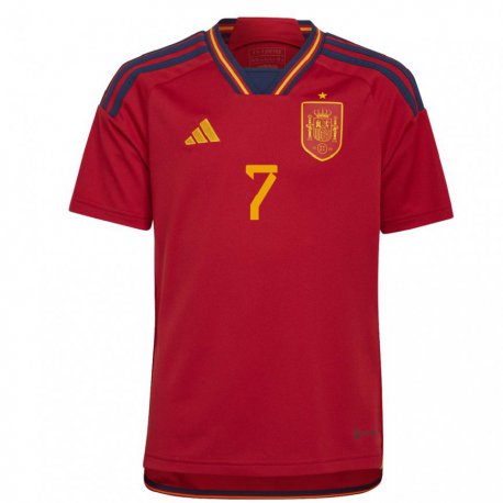Kandiny Lapset Espanjan Alvaro Morata #7 Punainen Kotipaita 22-24 Lyhythihainen Paita T-paita