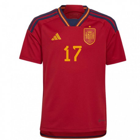 Kandiny Lapset Espanjan Marcos Alonso #17 Punainen Kotipaita 22-24 Lyhythihainen Paita T-paita