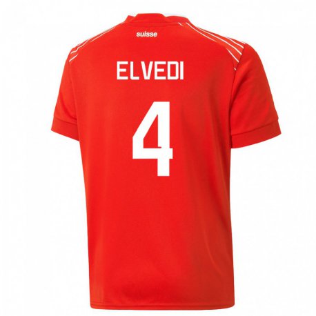 Kandiny Lapset Sveitsin Nico Elvedi #4 Punainen Kotipaita 22-24 Lyhythihainen Paita T-paita