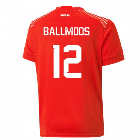 Kandiny Lapset Sveitsin David Von Ballmoos #12 Punainen Kotipaita 22-24 Lyhythihainen Paita T-paita