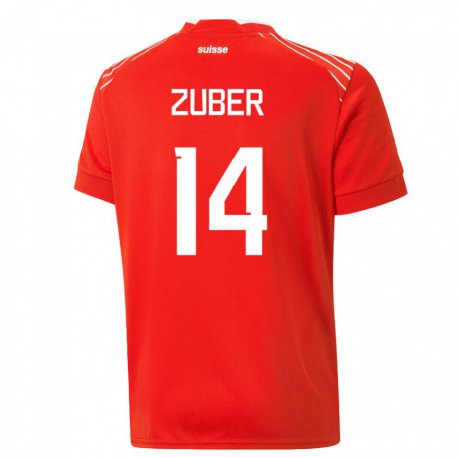Kandiny Lapset Sveitsin Steven Zuber #14 Punainen Kotipaita 22-24 Lyhythihainen Paita T-paita