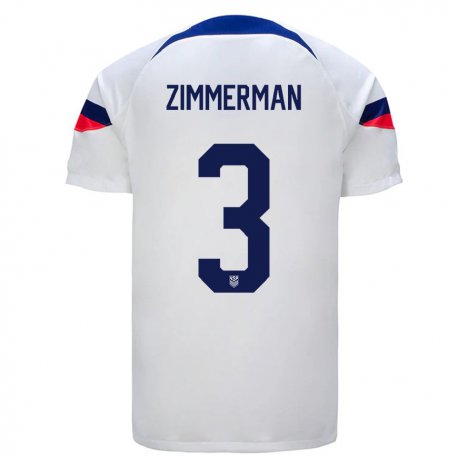 Kandiny Lapset Yhdysvaltain Walker Zimmerman #3 Valkoinen Kotipaita 22-24 Lyhythihainen Paita T-paita