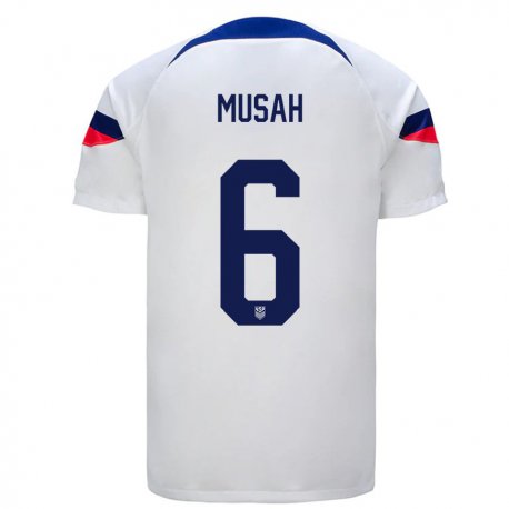 Kandiny Lapset Yhdysvaltain Yunus Musah #6 Valkoinen Kotipaita 22-24 Lyhythihainen Paita T-paita