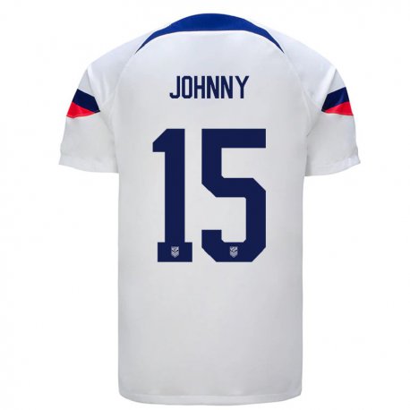 Kandiny Lapset Yhdysvaltain Johnny #15 Valkoinen Kotipaita 22-24 Lyhythihainen Paita T-paita