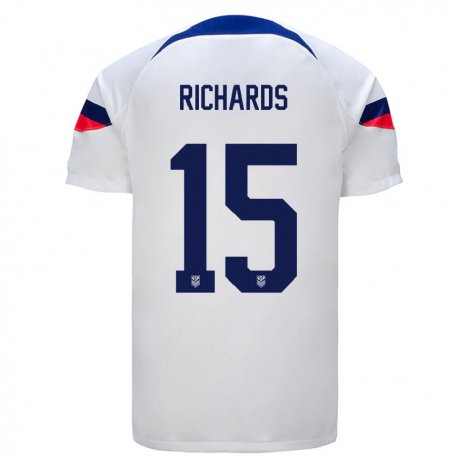 Kandiny Lapset Yhdysvaltain Chris Richards #15 Valkoinen Kotipaita 22-24 Lyhythihainen Paita T-paita