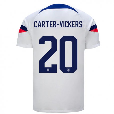 Kandiny Lapset Yhdysvaltain Cameron Carter-vickers #20 Valkoinen Kotipaita 22-24 Lyhythihainen Paita T-paita