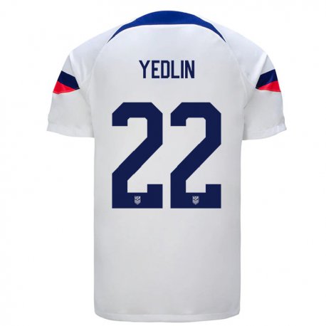 Kandiny Lapset Yhdysvaltain Deandre Yedlin #22 Valkoinen Kotipaita 22-24 Lyhythihainen Paita T-paita