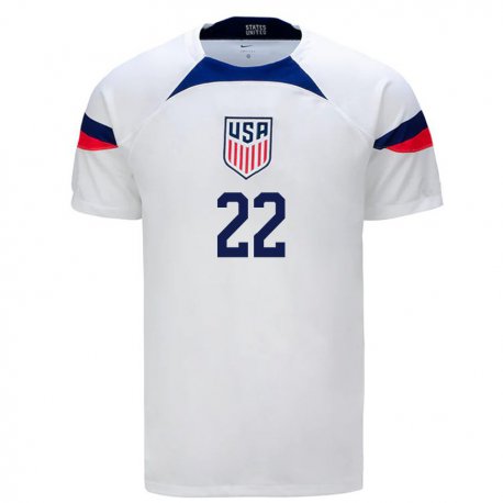 Kandiny Lapset Yhdysvaltain Deandre Yedlin #22 Valkoinen Kotipaita 22-24 Lyhythihainen Paita T-paita