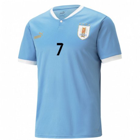 Kandiny Lapset Uruguayn Nicolas De La Cruz #7 Sininen Kotipaita 22-24 Lyhythihainen Paita T-paita