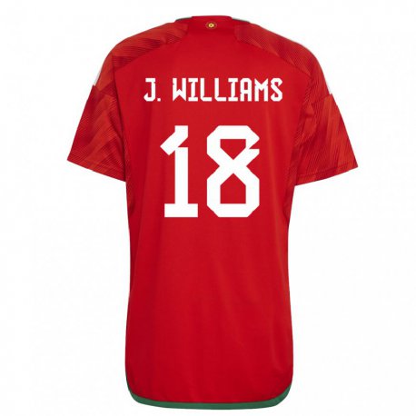 Kandiny Lapset Walesin Jonathan Williams #18 Punainen Kotipaita 22-24 Lyhythihainen Paita T-paita
