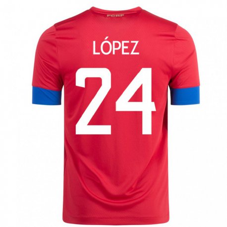 Kandiny Lapset Costa Rican Douglas Lopez #24 Punainen Kotipaita 22-24 Lyhythihainen Paita T-paita