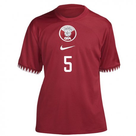 Kandiny Lapset Qatarin Tarek Salman #5 Kastanjanruskea Kotipaita 22-24 Lyhythihainen Paita T-paita