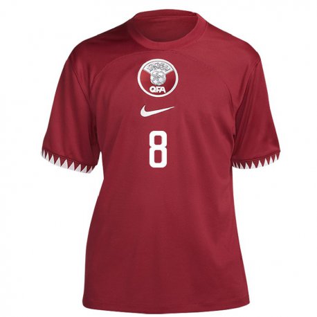 Kandiny Lapset Qatarin Ali Asad #8 Kastanjanruskea Kotipaita 22-24 Lyhythihainen Paita T-paita