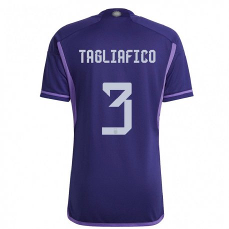 Kandiny Lapset Argentiinan Nicolas Tagliafico #3 Violetti Vieraspaita 22-24 Lyhythihainen Paita T-paita