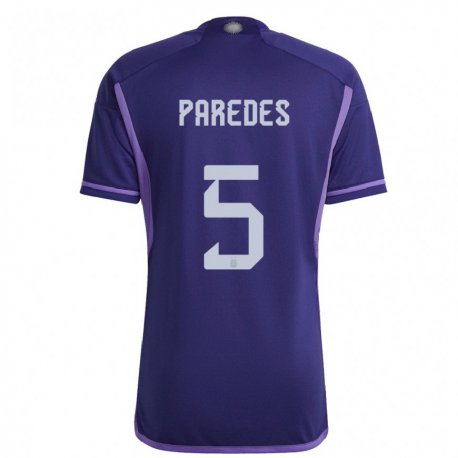 Kandiny Lapset Argentiinan Leandro Paredes #5 Violetti Vieraspaita 22-24 Lyhythihainen Paita T-paita