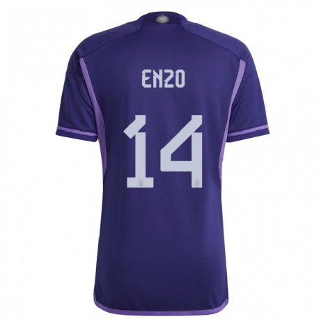 Kandiny Lapset Argentiinan Enzo Fernandez #14 Violetti Vieraspaita 22-24 Lyhythihainen Paita T-paita