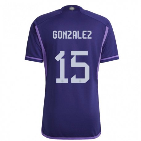 Kandiny Lapset Argentiinan Nicolas Gonzalez #15 Violetti Vieraspaita 22-24 Lyhythihainen Paita T-paita