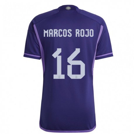 Kandiny Lapset Argentiinan Marcos Rojo #16 Violetti Vieraspaita 22-24 Lyhythihainen Paita T-paita