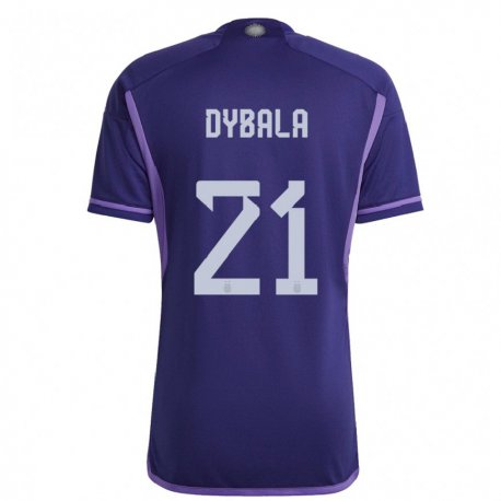 Kandiny Lapset Argentiinan Paulo Dybala #21 Violetti Vieraspaita 22-24 Lyhythihainen Paita T-paita