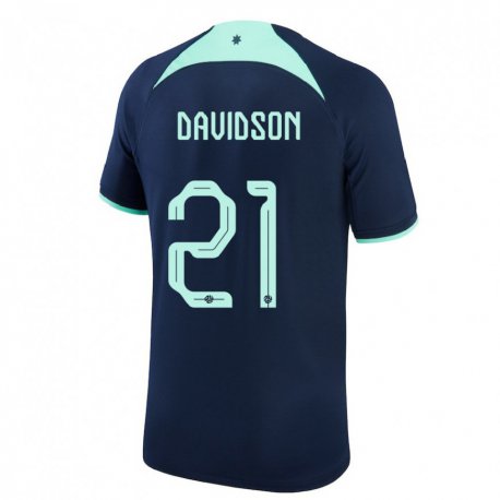 Kandiny Lapset Australian Jason Davidson #21 Tummansininen Vieraspaita 22-24 Lyhythihainen Paita T-paita