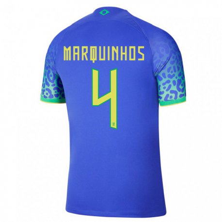 Kandiny Lapset Brasilian Marquinhos #4 Sininen Vieraspaita 22-24 Lyhythihainen Paita T-paita