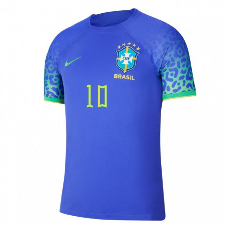 Kandiny Lapset Brasilian Neymar #10 Sininen Vieraspaita 22-24 Lyhythihainen Paita T-paita