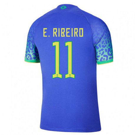 Kandiny Lapset Brasilian Everton Ribeiro #11 Sininen Vieraspaita 22-24 Lyhythihainen Paita T-paita