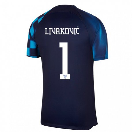Kandiny Lapset Kroatian Dominik Livakovic #1 Tummansininen Vieraspaita 22-24 Lyhythihainen Paita T-paita