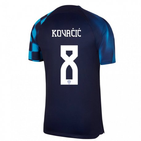 Kandiny Lapset Kroatian Mateo Kovacic #8 Tummansininen Vieraspaita 22-24 Lyhythihainen Paita T-paita