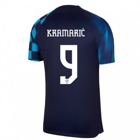 Kandiny Lapset Kroatian Andrej Kramaric #9 Tummansininen Vieraspaita 22-24 Lyhythihainen Paita T-paita