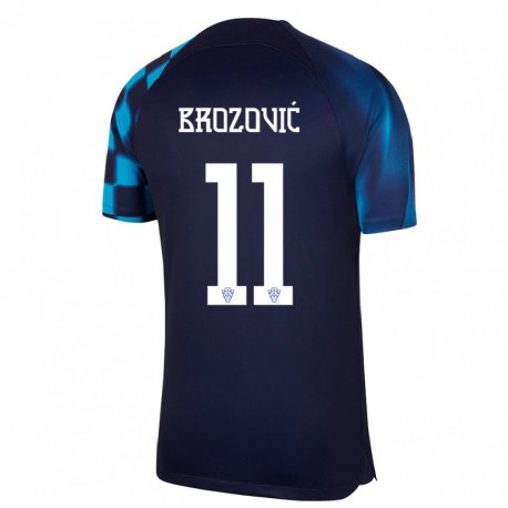 Kandiny Lapset Kroatian Marcelo Brozovic #11 Tummansininen Vieraspaita 22-24 Lyhythihainen Paita T-paita