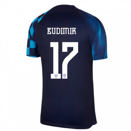 Kandiny Lapset Kroatian Ante Budimir #17 Tummansininen Vieraspaita 22-24 Lyhythihainen Paita T-paita