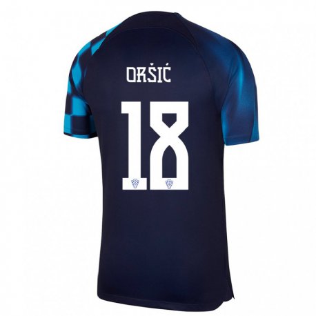 Kandiny Lapset Kroatian Mislav Orsic #18 Tummansininen Vieraspaita 22-24 Lyhythihainen Paita T-paita