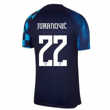 Kandiny Lapset Kroatian Josip Juranovic #22 Tummansininen Vieraspaita 22-24 Lyhythihainen Paita T-paita