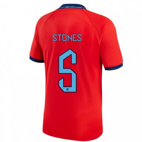 Kandiny Lapset Englannin John Stones #5 Punainen Vieraspaita 22-24 Lyhythihainen Paita T-paita