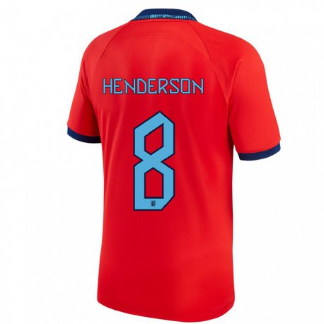 Kandiny Lapset Englannin Jordan Henderson #8 Punainen Vieraspaita 22-24 Lyhythihainen Paita T-paita