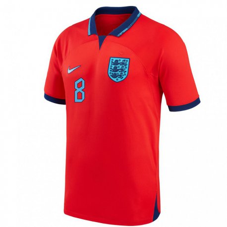 Kandiny Lapset Englannin Jordan Henderson #8 Punainen Vieraspaita 22-24 Lyhythihainen Paita T-paita