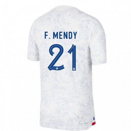 Kandiny Lapset Ranskan Ferland Mendy #21 Valkoinen Sininen Vieraspaita 22-24 Lyhythihainen Paita T-paita