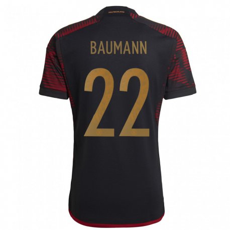 Kandiny Lapset Saksan Oliver Baumann #22 Musta Kastanjanruskea Vieraspaita 22-24 Lyhythihainen Paita T-paita