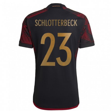 Kandiny Lapset Saksan Nico Schlotterbeck #23 Musta Kastanjanruskea Vieraspaita 22-24 Lyhythihainen Paita T-paita