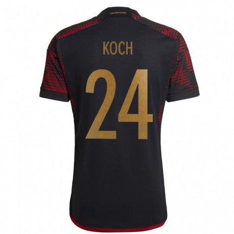 Kandiny Lapset Saksan Robin Koch #24 Musta Kastanjanruskea Vieraspaita 22-24 Lyhythihainen Paita T-paita