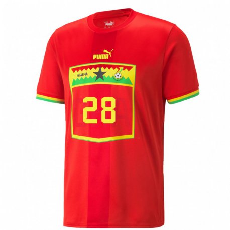 Kandiny Lapset Ghanan Daniel Afriyie #28 Punainen Vieraspaita 22-24 Lyhythihainen Paita T-paita