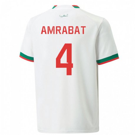 Kandiny Lapset Marokon Soufiane Amrabat #4 Valkoinen Vieraspaita 22-24 Lyhythihainen Paita T-paita