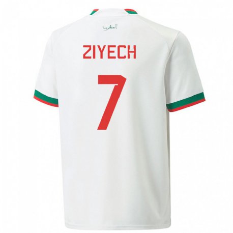 Kandiny Lapset Marokon Hakim Ziyech #7 Valkoinen Vieraspaita 22-24 Lyhythihainen Paita T-paita