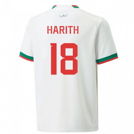 Kandiny Lapset Marokon Amine Harith #18 Valkoinen Vieraspaita 22-24 Lyhythihainen Paita T-paita